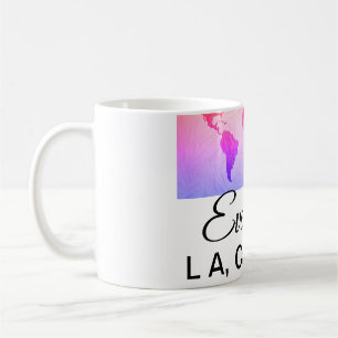 Taza De Café mapa mundial agregar texto nombre lugar país ciuda