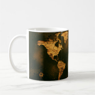 Taza De Café Mapa Mundial Antiguo Arte de Cartografía Antigua