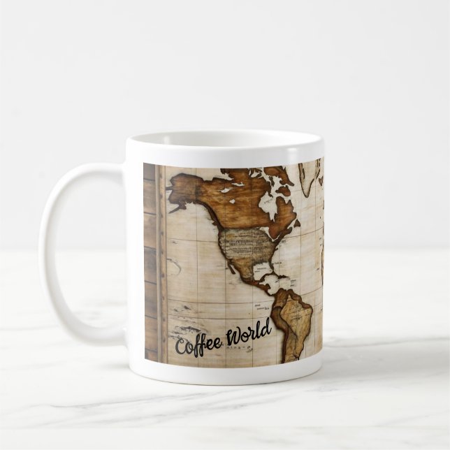 Taza De Café Mapa Mundial Café antiguo (Izquierda)