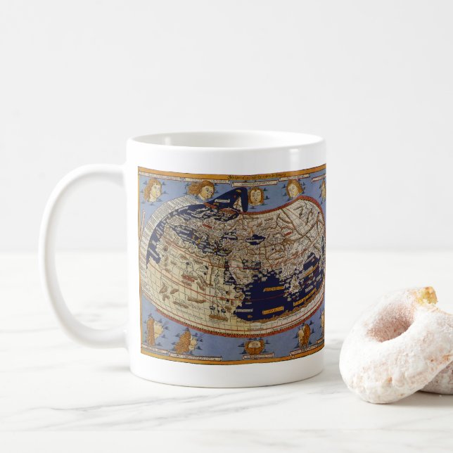 Taza De Café Mapa Mundial de Antigüedades Ptolémicas, Johannes  (Con donut)