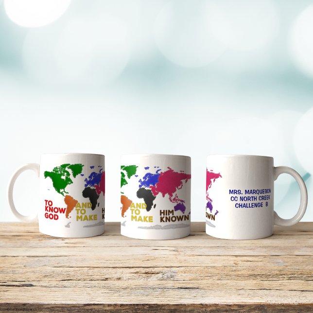 Taza De Café Mapa Mundial de la Educación Clásica Cristiana Fau (Christian Classical Education World Map Faux Felt Coffee Mug)