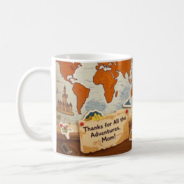 Taza De Café Mapa mundial de pines y puntos de referencia (Izquierda)