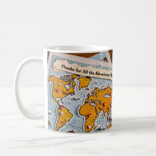 Taza De Café Mapa mundial de pines y puntos de referencia