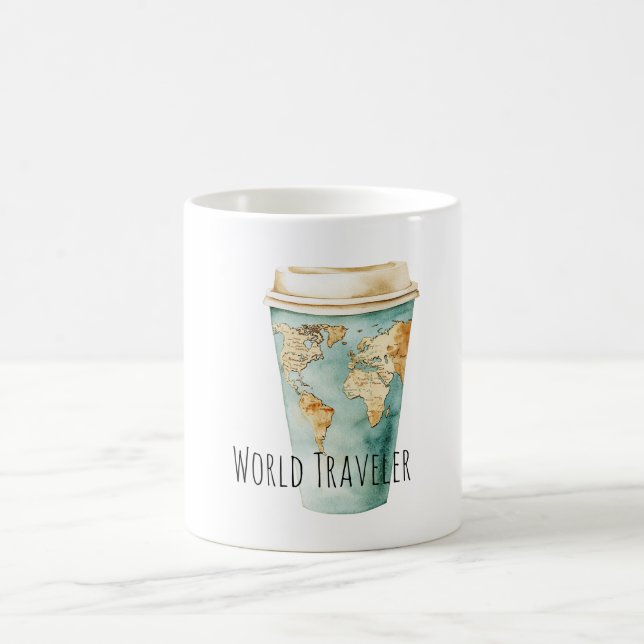 Taza De Café Mapa Mundial de Viajes (Centro)
