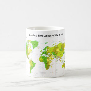 Taza De Café Mapa Mundial de Zonas Horarias Estándar 2013