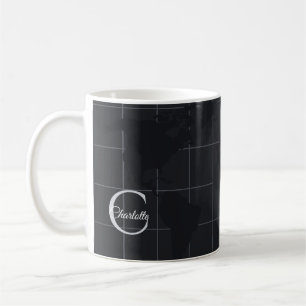 Taza De Café Mapa Mundial Gris Carbón Moderno Personalizado Ini