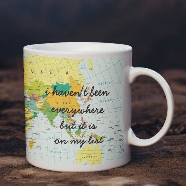 Taza De Café Mapa Mundial - No he estado por todas partes... (This funky mug is a fantastic gift option for backpackers, adventures and world explorers.)