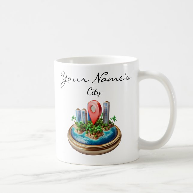 Taza De Café Mapa Personalizado de Ciudad (Derecha)