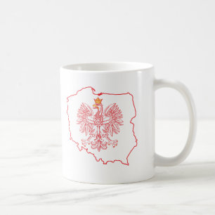 Taza De Café Mapa polaco rojo con águila