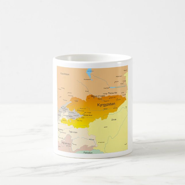 Taza De Café Mapa político de Kirguistán y Asia Central (Subido por el creador)