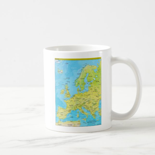 Taza De Café Mapa regional geopolítico de Europa (Derecha)