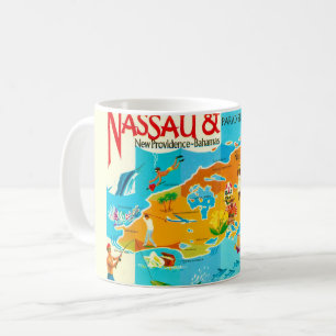 Taza De Café Mapa Retro de Nassau Paradise Island