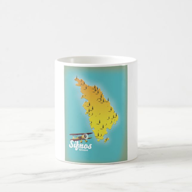 Taza De Café Mapa retro de Sifnos Grecia (Centro)