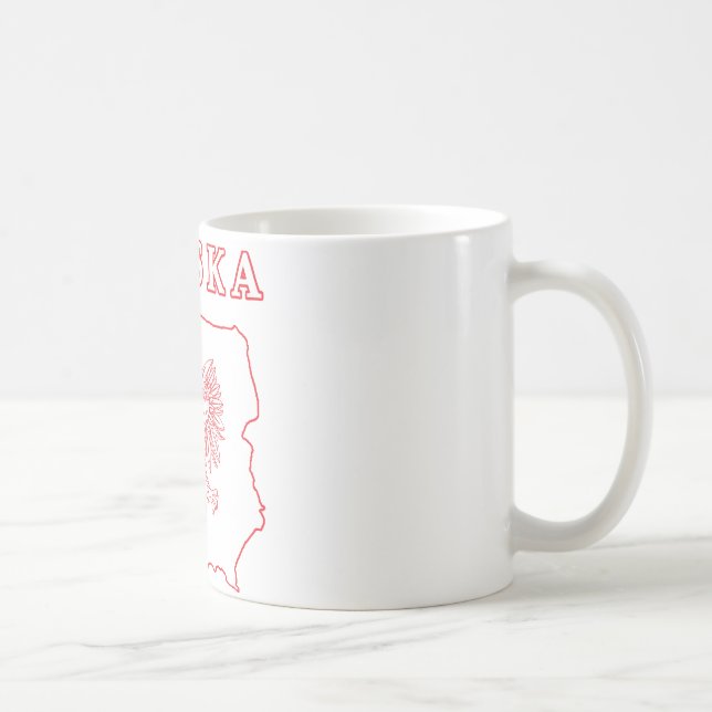 Taza De Café Mapa Rojo De Polska Con Águila (Derecha)