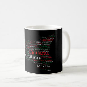 Taza De Café Mapa siciliano de arte de palabra