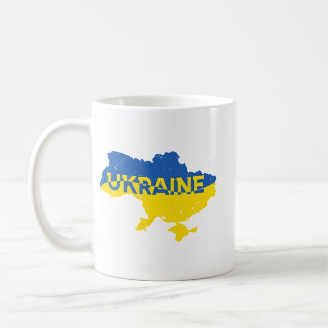 Taza De Café Mapa ucraniano con inscripción Ucrania. Ucrania (Izquierda)