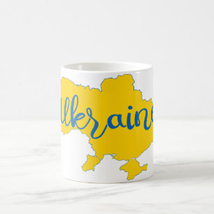 Taza De Café Mapa ucraniano y letras