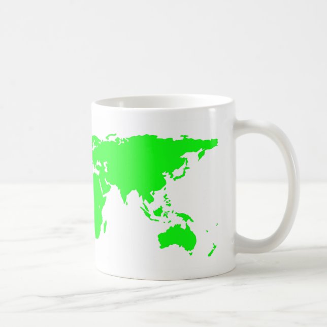 Taza De Café Mapa Verde del Mundo Blanco (Derecha)