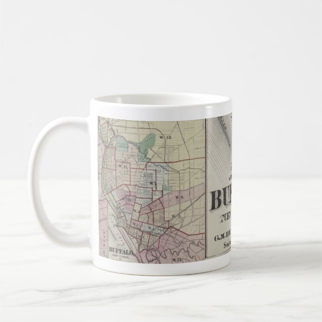 Taza De Café Mapa viejo del búfalo, NY (Izquierda)
