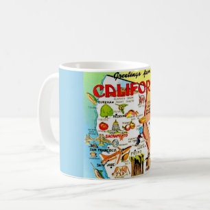 Taza De Café Mapa Vintage Colorido de California 