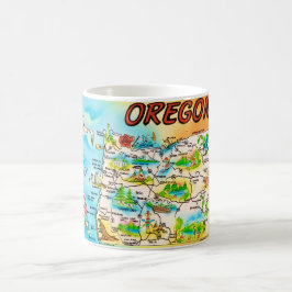 Taza De Café Mapa vintage colorido de Oregon 