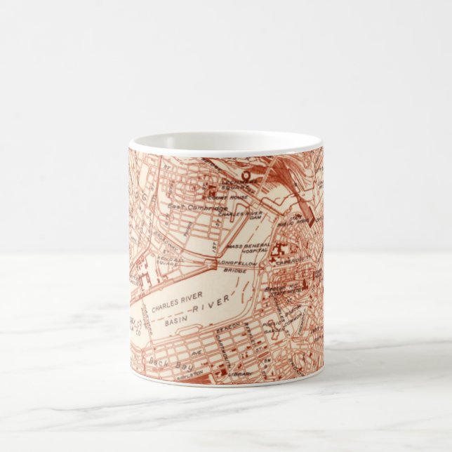 Taza De Café Mapa vintage de Boston (Centro)