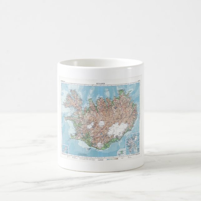 Taza De Café Mapa vintage de Islandia (Centro)
