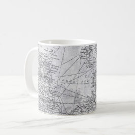 Taza De Café Mapa vintage del norte de Europa, Mar del Norte, B