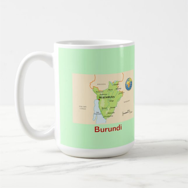 Taza De Café Mapa y bandera de Burundi (Izquierda)