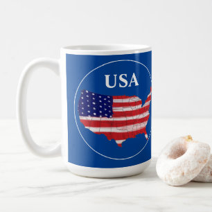 Taza De Café Mapa Y Bandera De Estados Unidos