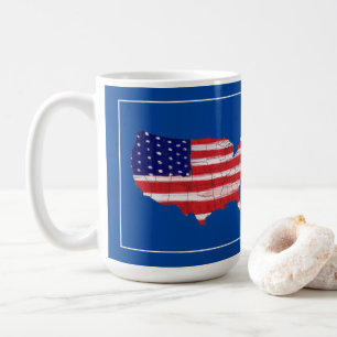 Taza De Café Mapa Y Bandera De Estados Unidos