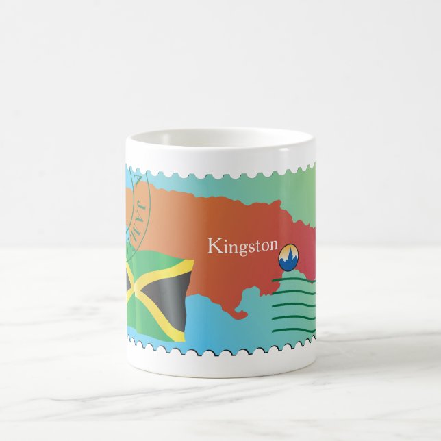 Taza De Café Mapa Y Bandera De Kingston Jamaica (Centro)