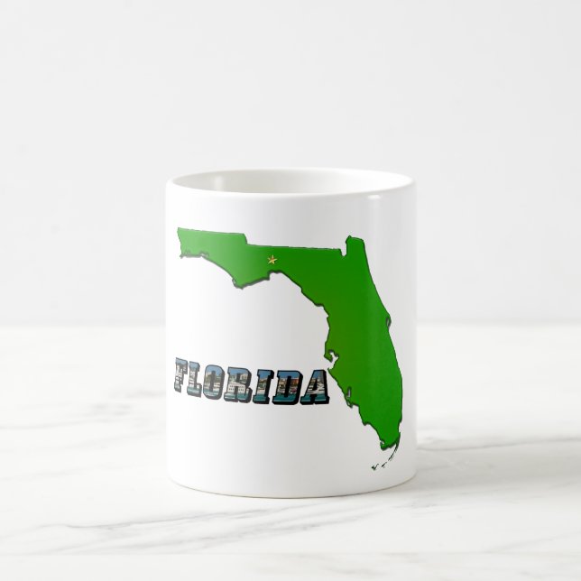 Taza De Café Mapa y texto del estado de Florida (Centro)