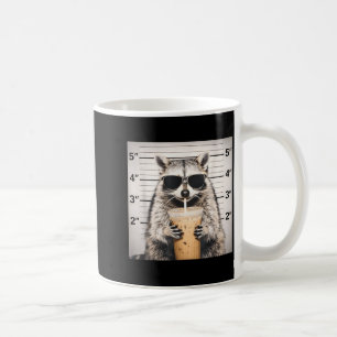 Taza De Café Mapache bebiendo café helado divertida foto polici