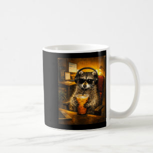 Taza De Café Mapache bebiendo café helado divertido amante de l