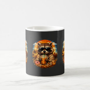 Taza De Café Mapache bebiendo café helado Meme divertido de ani