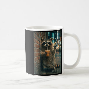 Taza De Café Mapache bebiendo café helado rock on meme divertid