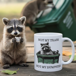 Taza De Café Mapache De Basura Ajeno Mapache De Contenedor