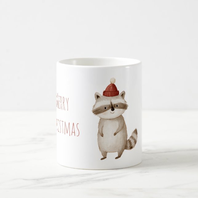 Taza De Café Mapache de Gorro Rojo de Navidad (Centro)
