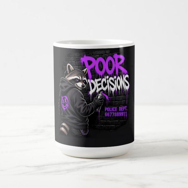 Taza De Café Mapache de Graffiti de Decisiones Pobres Arte (Centro)
