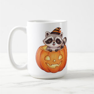 Taza De Café Mapache de Halloween lindo en calabaza de Jack-o'-