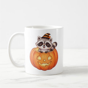 Taza De Café Mapache de Halloween lindo en calabaza de Jack-o'-