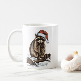 Taza De Café Mapache de Navidad
