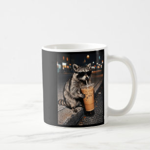 Taza De Café Mapache divertido bebiendo café helado animal aman