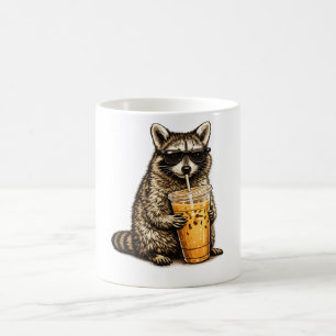 Taza De Café Mapache Divertido Bebiendo Café Helado — Animal Re
