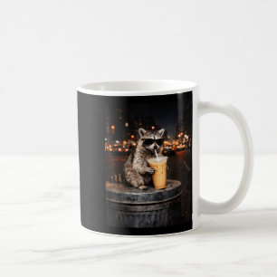 Taza De Café Mapache divertido bebiendo café helado meme de ani