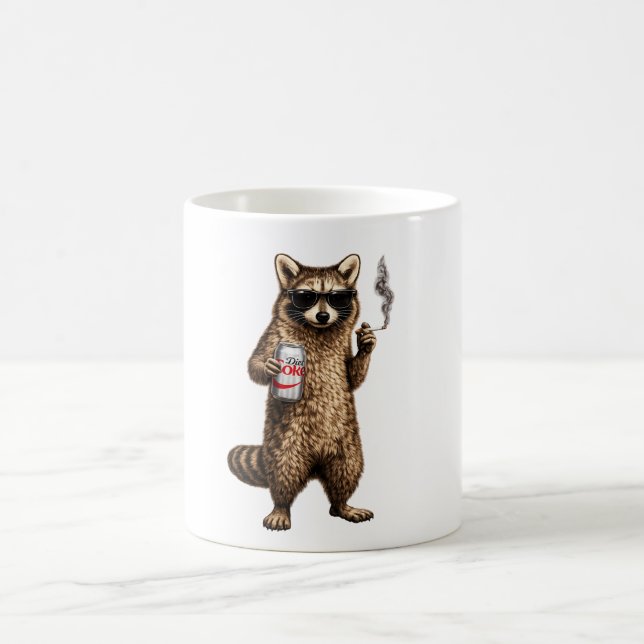 Taza De Café Mapache Divertido Bebiendo Refresco Dietético - Ga (Centro)