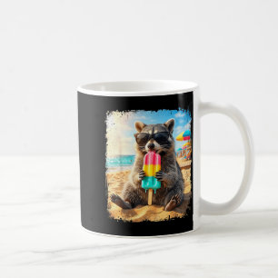 Taza De Café Mapache divertido comiendo paleta de verano animal