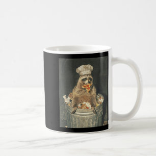 Taza De Café Mapache divertido retro chef comiendo pizza cubo d