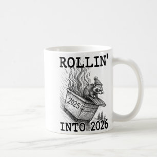 Taza De Café Mapache Divertido Rodando Hacia el Incendio de Con